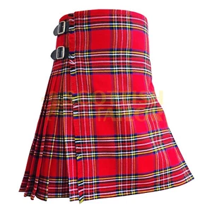 Scottish Handmade Traditional Royal Stewart Tartan kilt & Custom Size Kilts - Picture 1 of 7