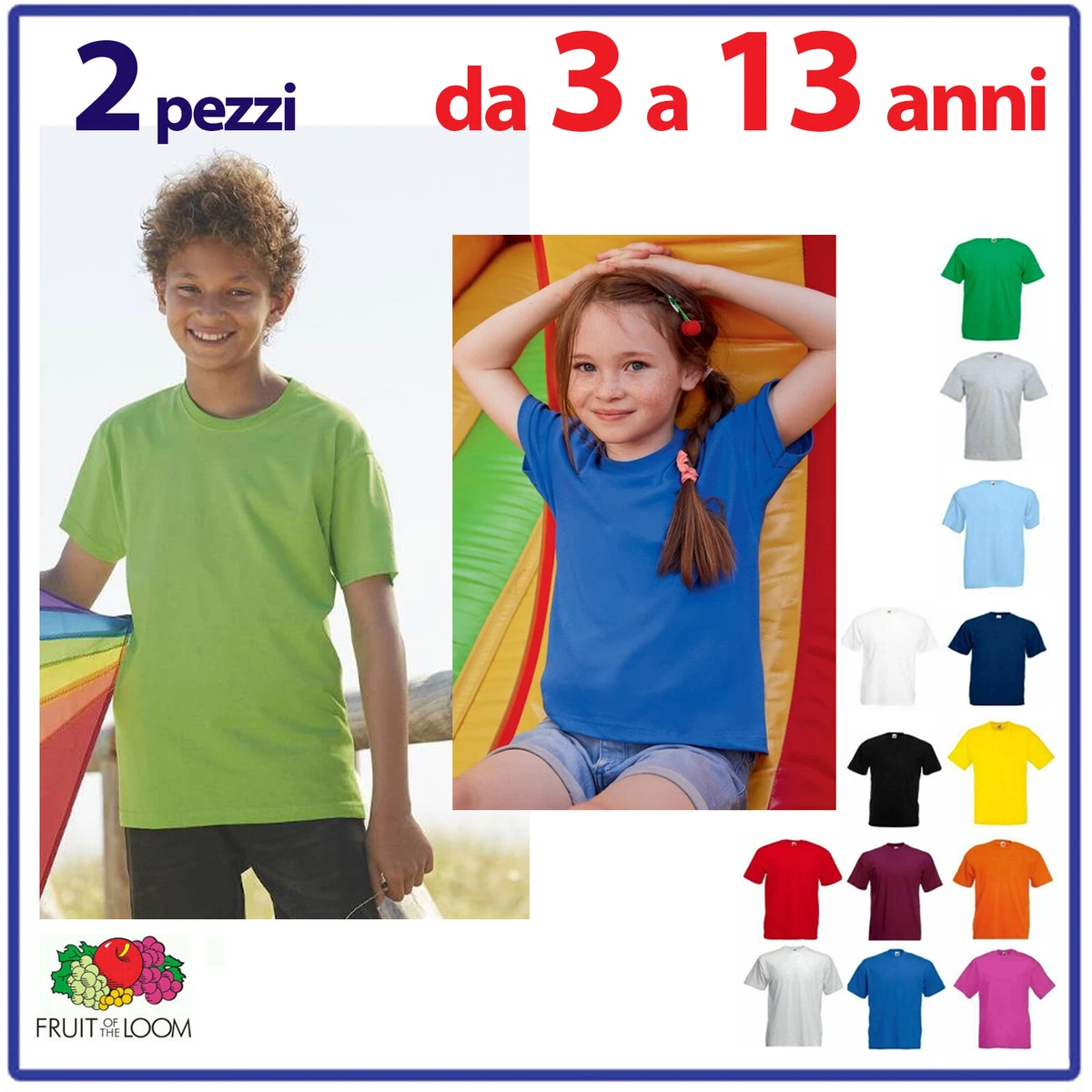 Fruit Of The Loom - Maglia 100% Cotone - Bambino (9-11 Anni) (Nero - Foto 5