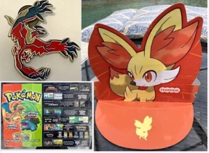 Pokémon Lot 2016 Yveltal EX Metal Enamel Pin + 2004 Poster + 2013 Fennikin Hat - Bild 1 von 12