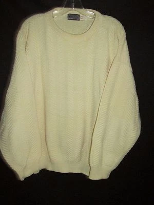 Members Only VTG Ivory Lt Yellow Cotton Crew Neck Pullover Sweater Men's  L Q47 - Image 1 of 4