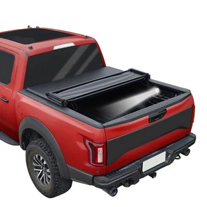 5.5FT Quad Fold/4 Fold Soft Truck Bed Tonneau Cover For 2015-2024 Ford F150 - Picture 1 of 7