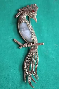 L68- SPILLA PAVONE -ARGENTO 925 MARCASSITE CAPPOTTO GIACCA BIJOUX DONNA VINTAGE - Bild 1 von 7