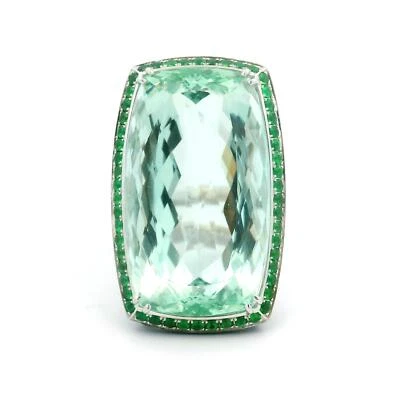 Anillo Adler Oro 18k GIA 44.88ct Largo Cojín Verde Berilo Aguamarina Tsavorita Foto 1 de 4
