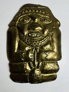 Vtg Brass Inca Peruvian God Wall Hanging - Picture 1 of 2