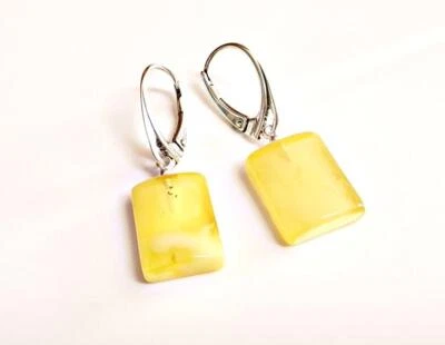 Bernstein Ohrringe Silber 925 Ohrhänger gelb echt Sterlingsilber bj227 - Bild 1 von 2