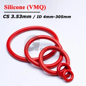 O Rings 3.53mm Cross Section Food Grade Red Silicone O-Ring Seals Washer Gasket - Picture 1 of 9