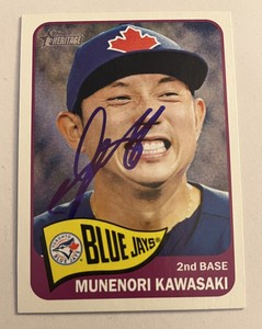 Munenori Kawasaki 2014 Topps Heritage #312 SIGNED AUTO Autograph Blue Jays Japan
