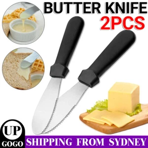 2x Butter Knife Spatula Sandwich Spreader Cake Margarine Icing Decorating Knives - Picture 1 of 8