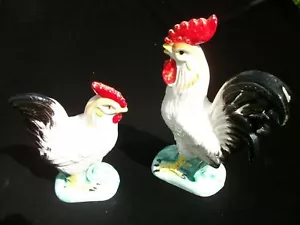 Royal Sealy Rooster & Hen CX56W Vintage Japan Ceramic Figurines - Picture 1 of 12