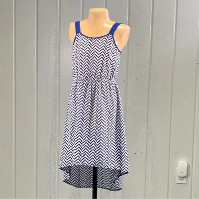 *Vestido Soprano Niña Azul y Blanco Alto-Bajo Sin Mangas Talla M Foto 1 de 4