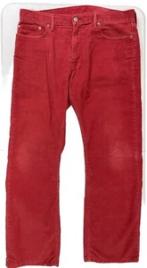 Levi's 514 Straight Brick Red Corduroy Jeans Mens 36 x 32 Stretch Cambodia 2012 - Picture 1 of 10