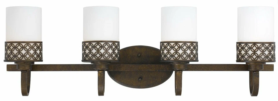 Lámpara de tocador Triarch 35100/4 Orion, bronce, 4 luces, pantallas de vidrio opalino Foto 1 de 3