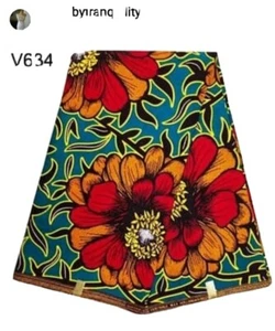 6 yards Bold rose flower wax print 100% cotton high-quality Ankara print. - Picture 1 of 3