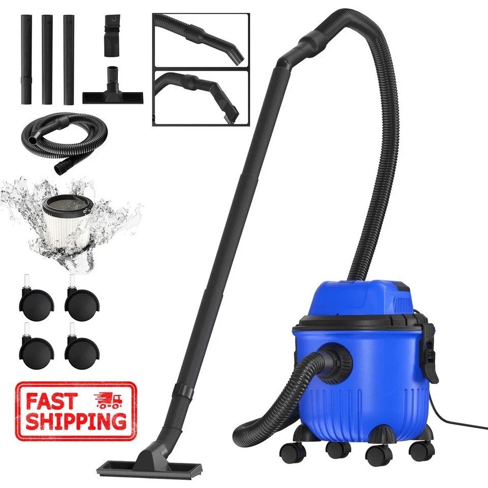 Heavy Duty 3500W Blue Wet & Dry Vacuum Cleaner 15 Ltr Tub Hoover Wheeled - Image 1 of 4