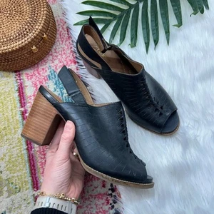 Sandali Clarks Artisan neri in pelle Briatta Key slingback tacco a blocco 9,5 - Foto 1 di 9