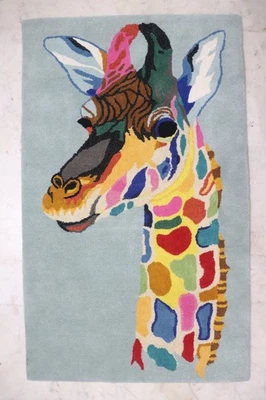 Handmade Wool Giraffe Rug – Colorful Animal Design Carpet - Image 1 of 4