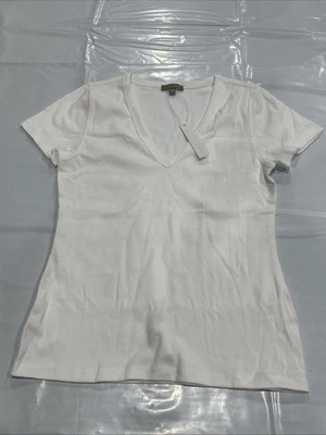 Camiseta para mujer Lilla P M blanca manga corta cuello en V pulóver rendimiento CEB105 Foto 1 de 2