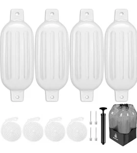 Dreizack Boat Fenders 4 Pack Bumpers for Docking Inflatable Ribbed - 6.5 inch - Bild 1 von 15