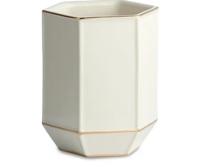 Kassatex St Honore Becher Weißgold achteckig Keramik Bad Deko - Bild 1 von 2