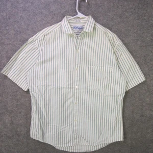 Vintage Perry Ellis Shirt Mens Medium Striped Button Up Short Sleeve 90s - Picture 1 of 10