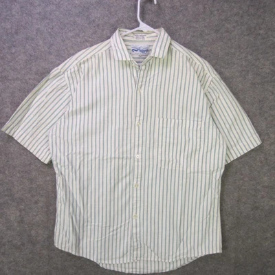 Vintage Perry Ellis Shirt Mens Medium Striped Button Up Short Sleeve 90s - Image 1 of 4