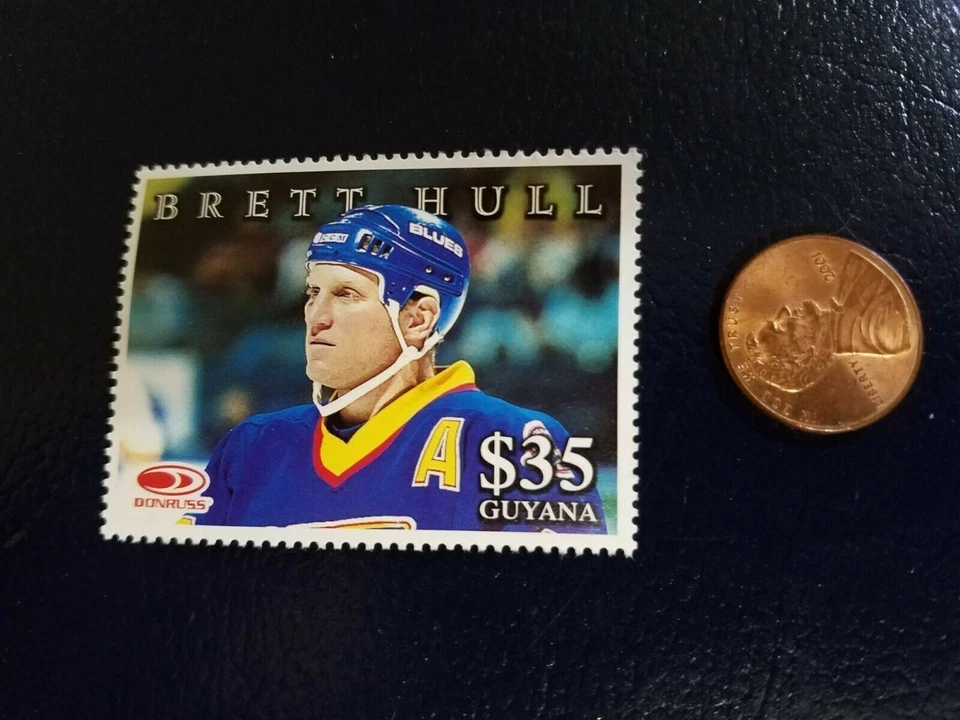 Sello perforado blanco Brett Hull St Louis Blues Donruss Guyana WOW Foto 1 de 1