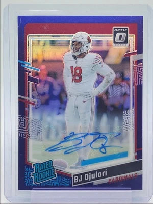 BJ OJULARI 2023 DONRUSS OPTIC RATED ROOKIE PURPLE PRIZM RC AUTO /35 Q2628 - Image 1 of 2