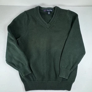 Brooks Brothers 346 Boys V‑Neck Pullover Sweater Cotton Forest Green XS Youth 4T - Picture 1 of 6