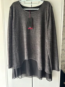 Klass Grey Scoop Neck Tunic Top Long Sleeve BNWT Size XXL - Picture 1 of 5