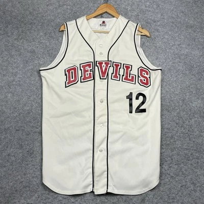Camiseta de béisbol Ridell de colección adulto 44 blanca Holton, MI Red DEVILS bordada #12 Foto 1 de 4
