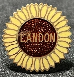 Spilla girasole smaltata Alf Landon 1936 vintage candidato politico Kansas - Foto 1 di 3
