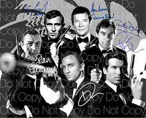 All 6 James Bonds signed 007 8X10 print photo picture poster autograph RP