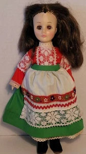 Vintage 1975 Effanbee Doll Brown Hair Green Dress Collectible International - Picture 1 of 7