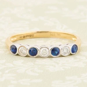Sapphire Diamond Eternity Ring 9ct Gold Size M - Picture 1 of 9