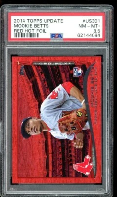 2014 TOPPS UPDATE MOOKIE BETTS RC RED HOT FOIL #US301 PSA 8.5 NM-MT+ ROOKIE - Image 1 of 2
