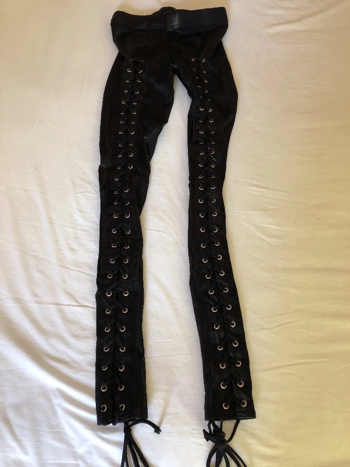 Blackmilk Leggings Pantalones Negro Cordones Corbata Corsé Talla Mediana Foto 1 de 4