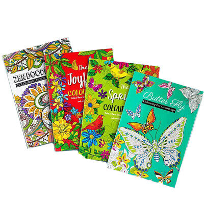 4 X Adult Colouring Books A4 Size Fun Relaxing Mindfulness Anti Stress Patterns • 15.58$