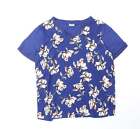 Damart T-shirt femme en polyester bleu floral basique taille 18 encolure V