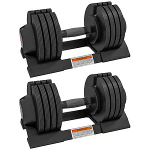 20kg Adjustable Dumbbells Set of 2 Non-Slip Handle Home Gym Weights with Storage - Picture 1 of 12