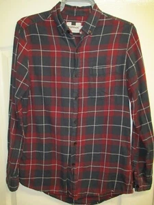 TOPMAN SIZE S MENS BRUSHED COTTON SHIRT NAVY/RED CHECK - Picture 1 of 2