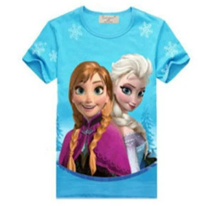 New Disney Frozen regno di ghiaccio Princess Anna & Elsa Snow Blue T Shirt Top - Picture 1 of 1