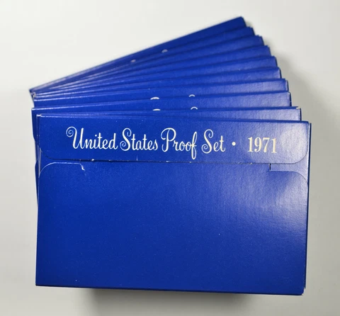 1971-S U.S. Mint Proof Sets 10 Set Lot OGP Cover