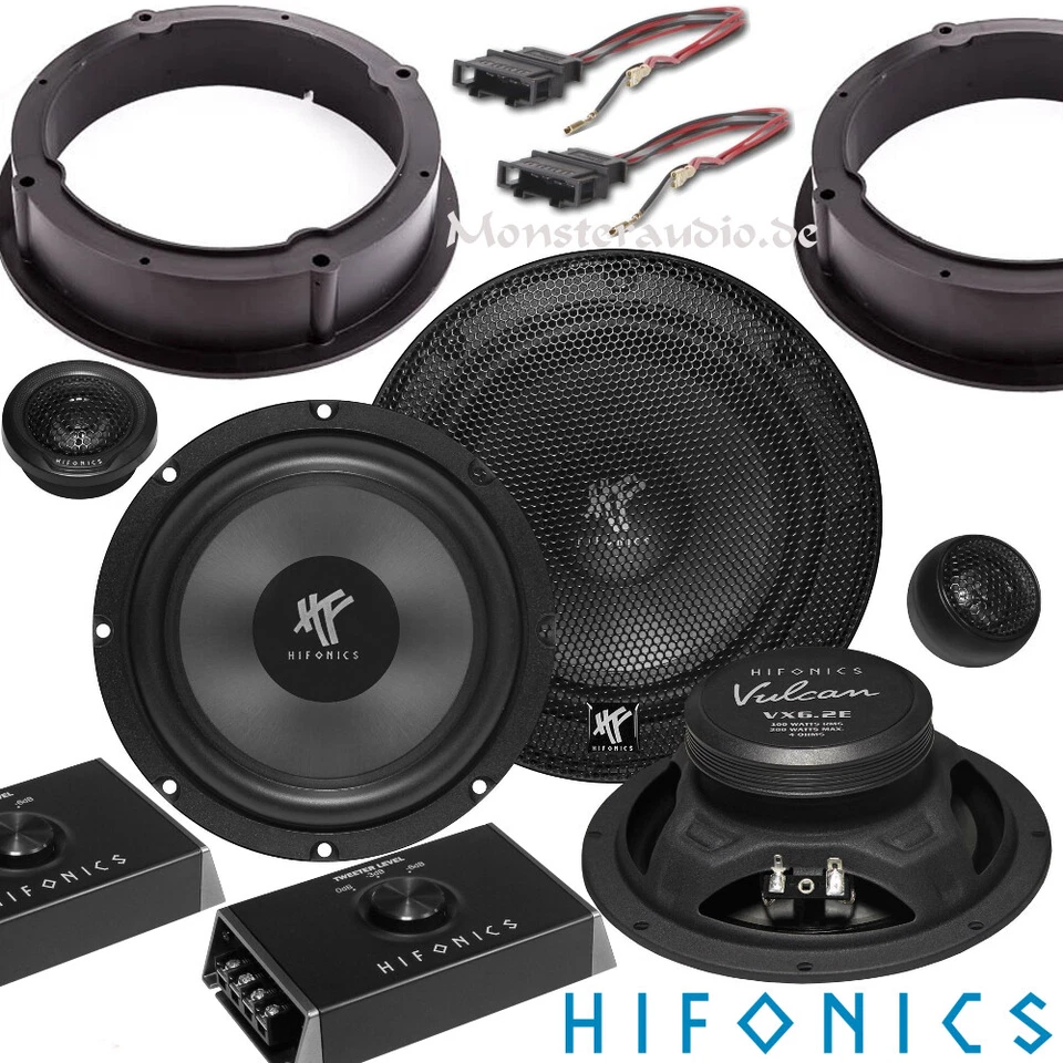 Hifonics Tür-Lautsprecher 2-Wege für VW Bora Golf 4 Jetta Passat 3BG B5 Polo 9N - Bild 1 von 1