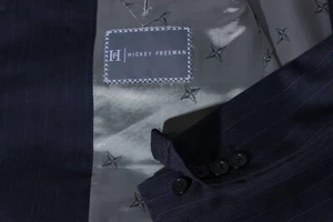 Hickey Freeman Men's Charcoal Striped Side Vent Suit Pleated 40XL W34 - Picture 1 of 12