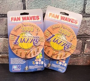 (2) Vintage Los Angeles Lakers Basketball Waving Car Sign 2000 Champions - Picture 1 of 2