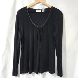 Top Chico's Travelers cuello redondo talla 2 (L/12) negro ajustado elástico minimalista - Imagen 1 de 5