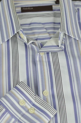 Perry Ellis Men's Purple White & Tan Striped Cotton Casual Shirt L Large - Image 1 of 4