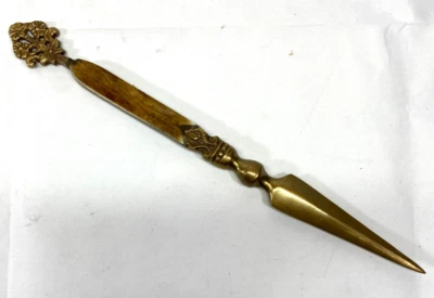 Vintage Brass & Wooden Handmade Letter Opened - Image 1 of 4