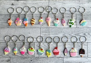 20 Pcs Cartoon Ice Cream Keychain Cupcake Purse Bag Backpack PVC Charm Accessory - Picture 1 of 4