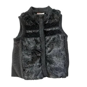 Miss Me Girls Gray Faux Fur Sweater Vest Size 11-12 Years - Picture 1 of 5
